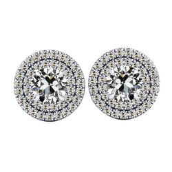 Oro Bianco 14K Cuscino Antico Brillante Orecchini 1,50 carati