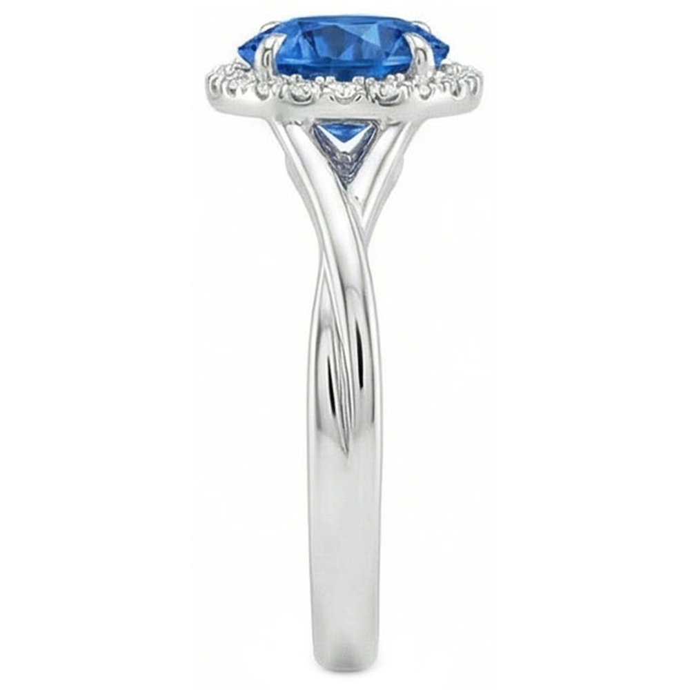 vero round diamante 2.40carati anello vista di profilo