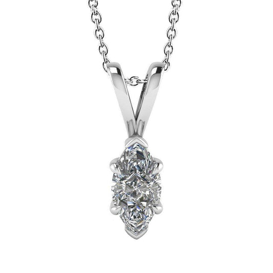 Eagle Claws Marquise Collana Genuino Diamante 1 Carati Ciondolo Solitario Oro Bianco 14K