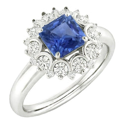 Edoardiano Zaffiro E Anello Di Diamanti Naturali Autentici ( non creati in laboratorio )