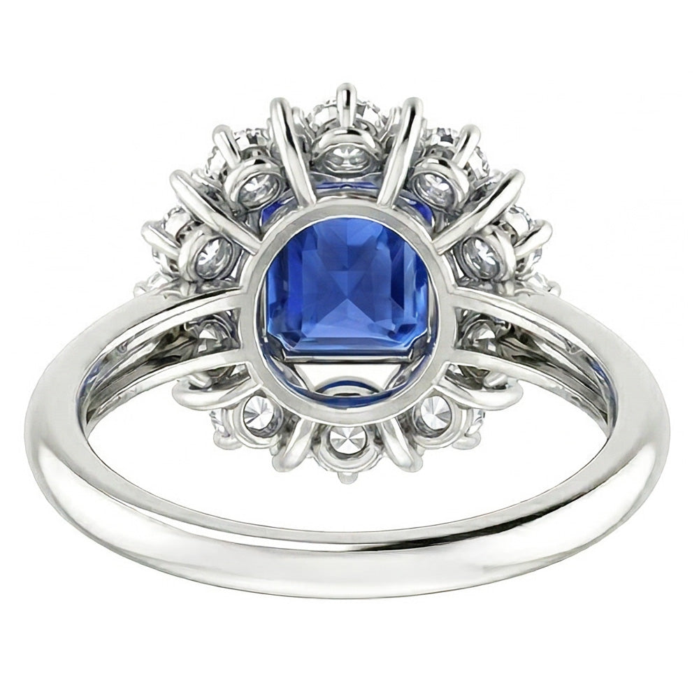Edoardiano Zaffiro E Anello Di Diamanti Naturali Autentici ( non creati in laboratorio )