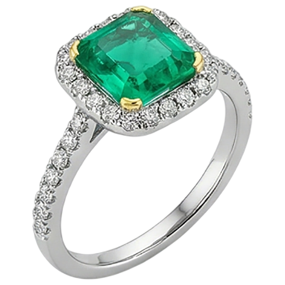 Princess Smeraldo Fine anello in Oro 14 Carati Bicolore – vista frontale