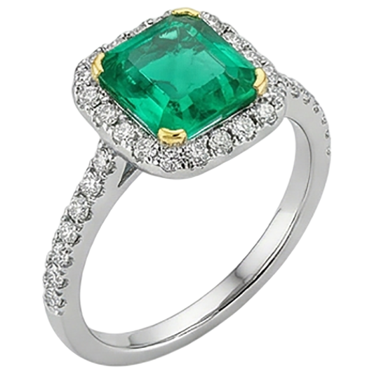 Princess Smeraldo Fine anello in Oro 14 Carati Bicolore – vista frontale
