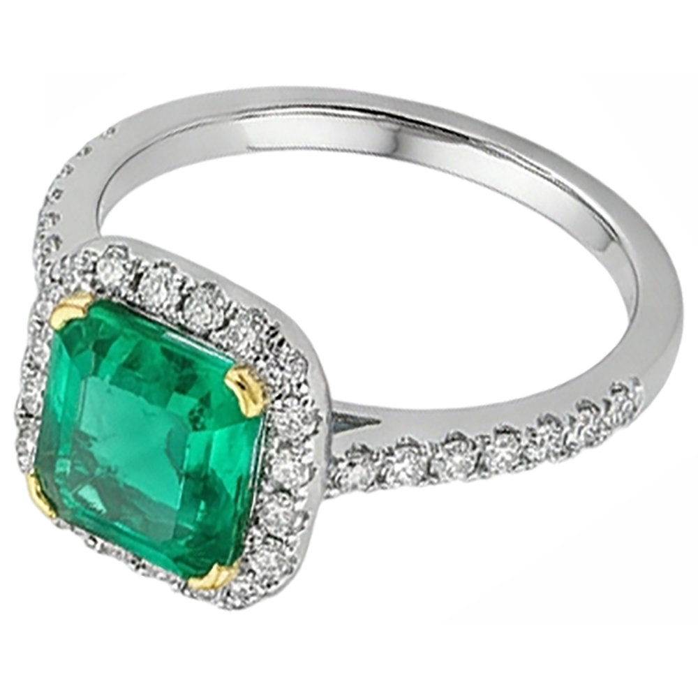 Anello Pietra Colorata Oro 14 Carati Bicolore con Smeraldo Fine – vista laterale