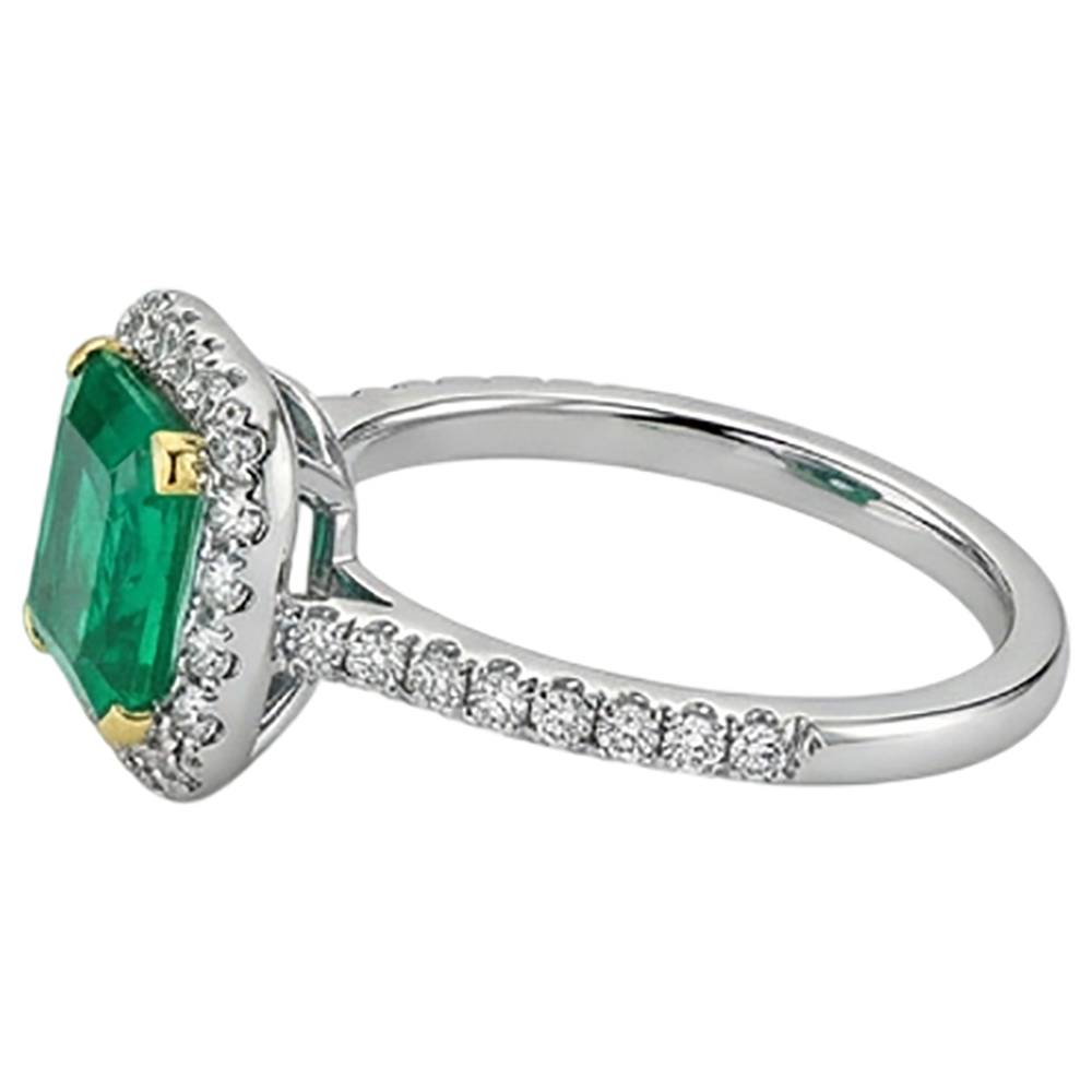 Princess Smeraldo Fine anello in Oro 14 Carati Bicolore – vista profilo