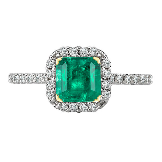 Anello Pietra Colorata Oro 14 Carati Bicolore con Smeraldo Fine – vista principale