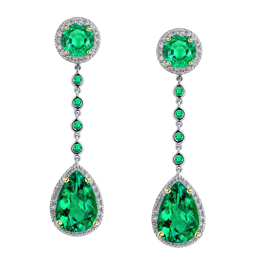 Gemstone Earring Oro Due Toni 14K con Smeraldo – vista principale