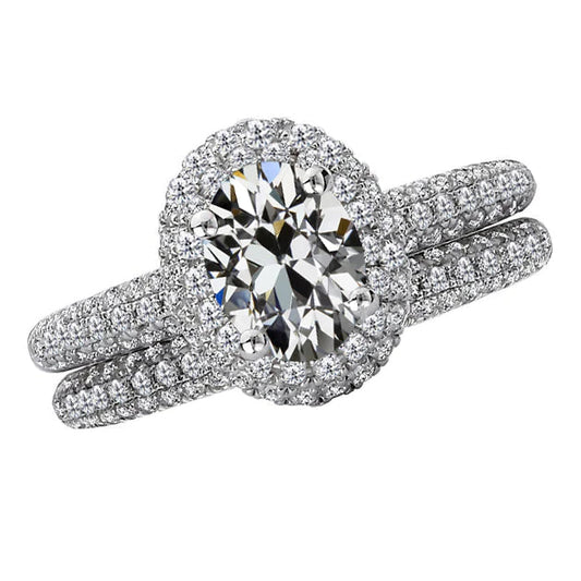 Brillante Anello Halo 4 carati Oro Bianco 14K – vista principale