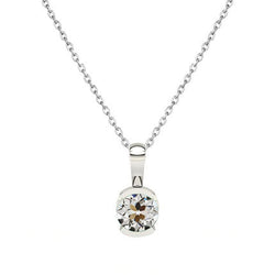 1 carati Diamante Collana Pendente in Oro Bianco 14K