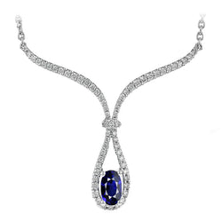 Zaffiro Blu Reale Collana 2 carati – Oro 14 Carati Bianco