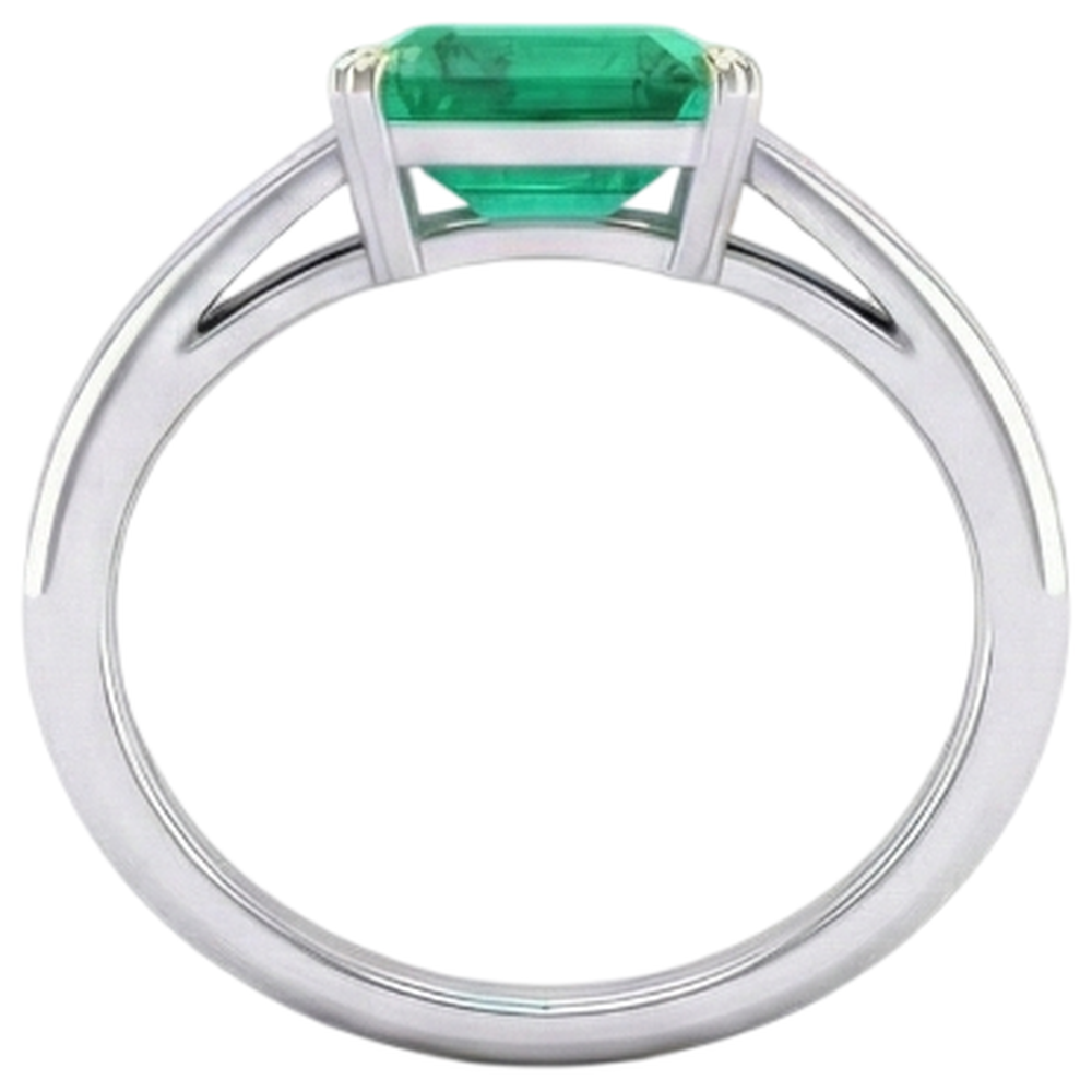 Smeraldo Anello con Pietra Preziosa 4-carati Oro Bicolore 14K – vista profilo