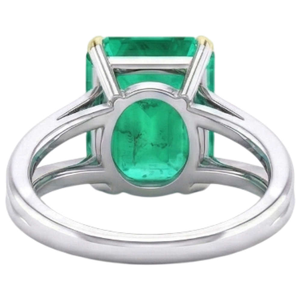 Anello con Pietra Preziosa Oro Bicolore 14K con Smeraldo – vista dall'alto