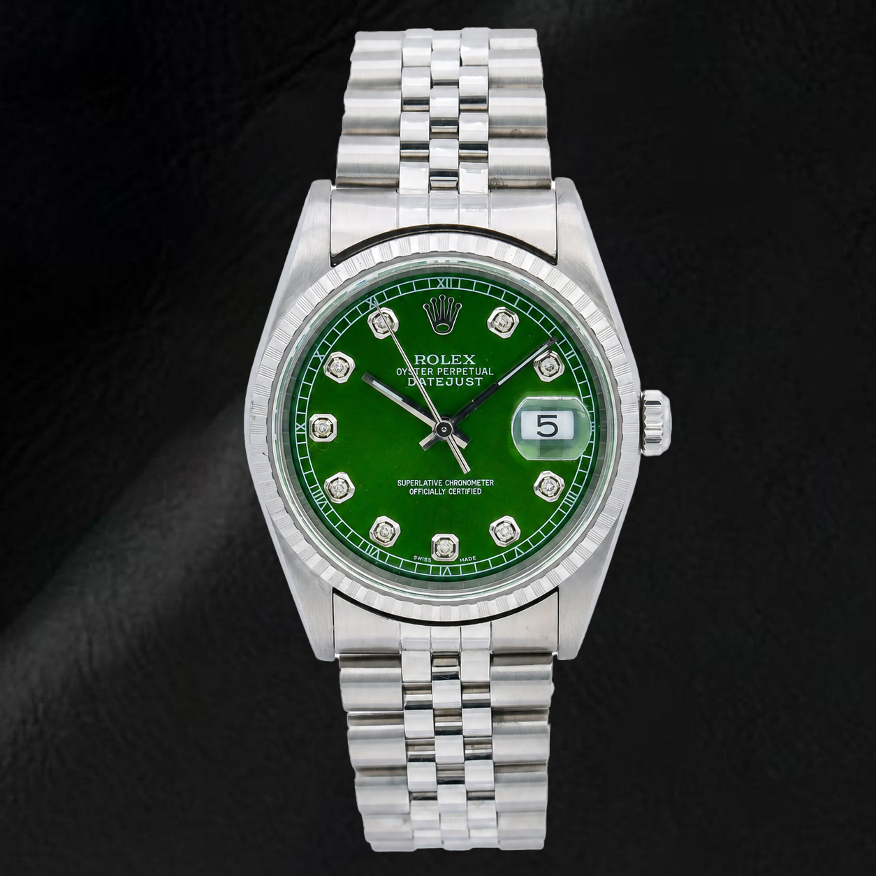 Rolex Datejust 16220 36 mm Orologio in Acciaio Inossidabile con Quadrante Verde con Diamanti