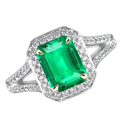 Anello con Gemma Oro Due Toni 14K con Smeraldo Fine – vista principale