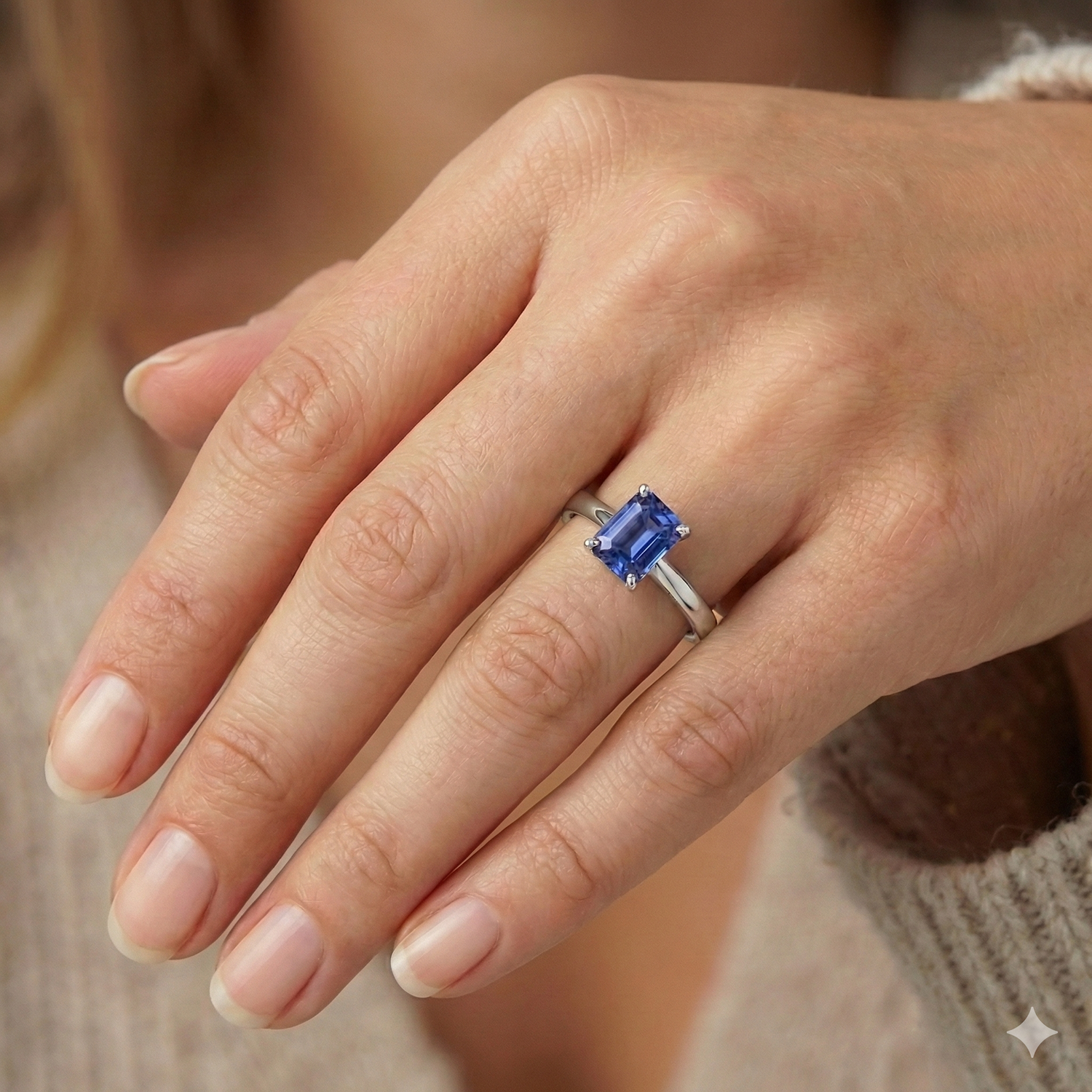 vero emerald zaffiro 1.50carati anello con accenti diamanti