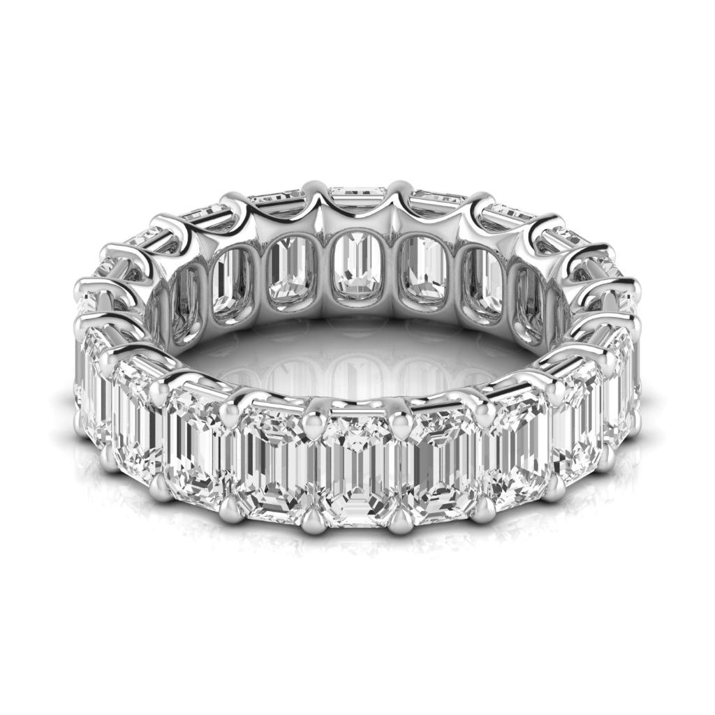 Taglio a Gradini Diamante anello in Oro Bianco 14K – vista frontale