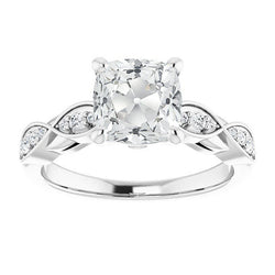 Cuscino Diamante Fine Anello di Fidanzamento in Oro 14 Carati