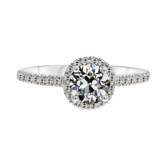 Diamante Fine Anello con Pavé Halo 1,50 carati Oro 14 Carati Bianco – vista principale