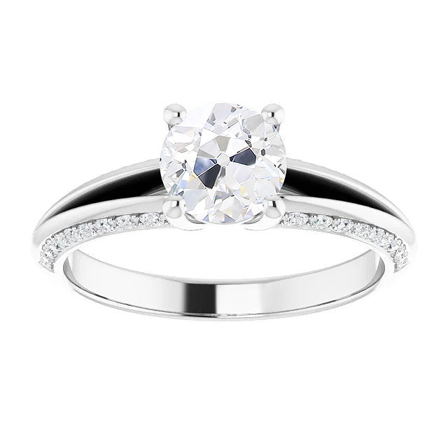 Diamante Fine Anello Solitario con Accenti – vista principale