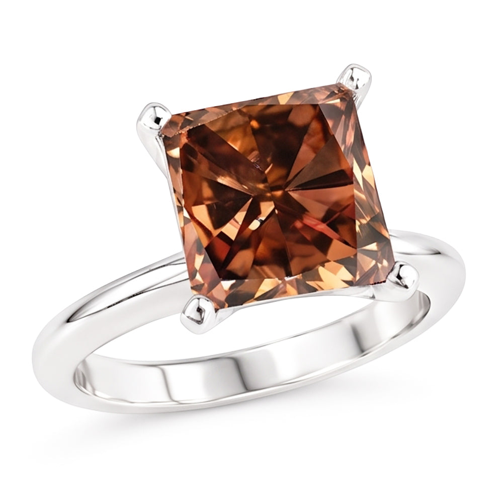 Enorme anello di fidanzamento con pietra preziosa diamante taglio brillante champagne 3 ct