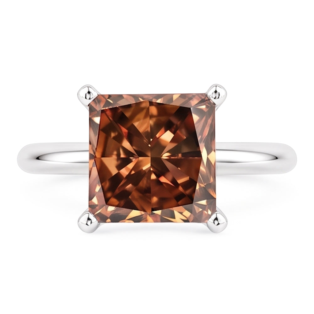 Enorme anello di fidanzamento con pietra preziosa diamante taglio brillante champagne 3 ct