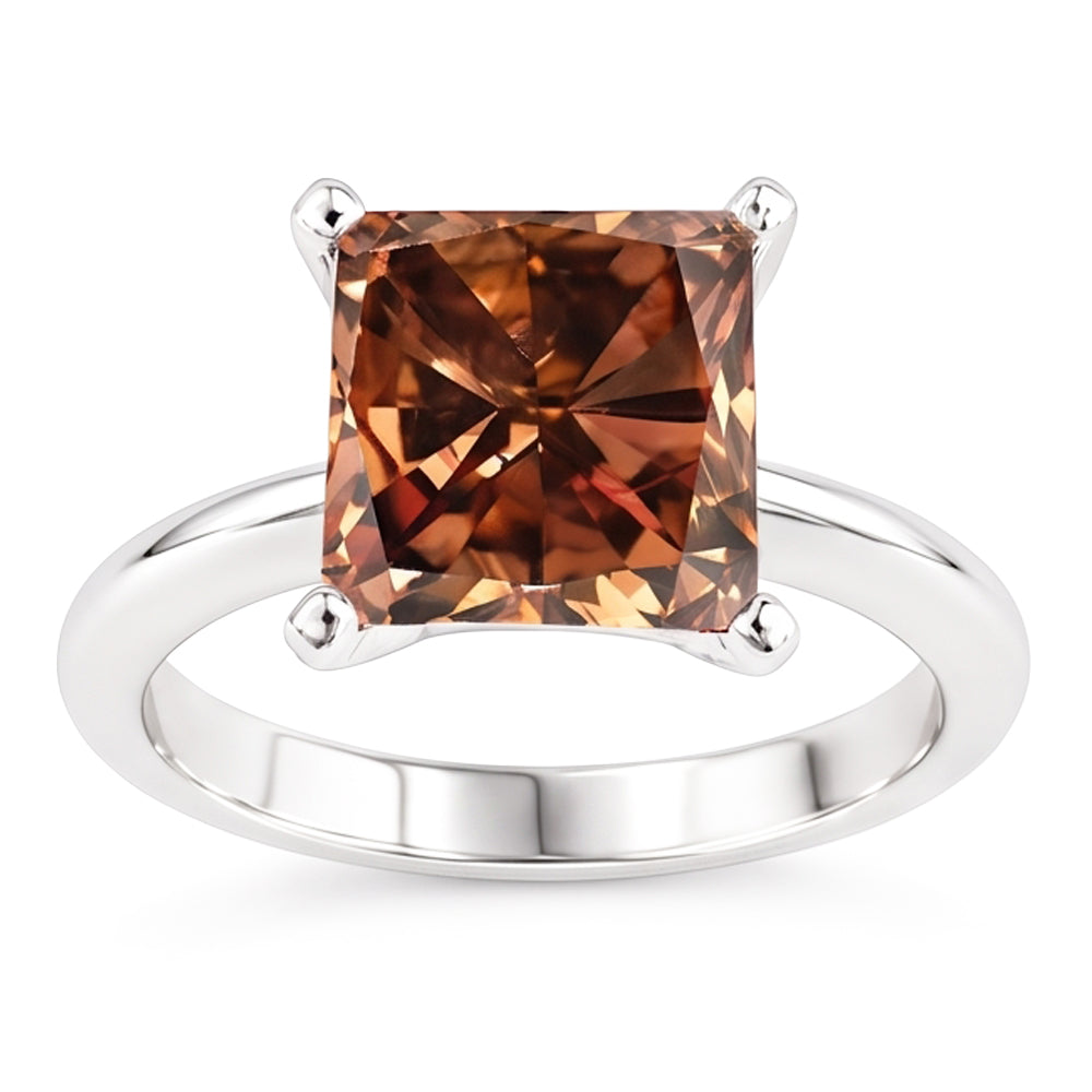 Enorme anello di fidanzamento con pietra preziosa diamante taglio brillante champagne 3 ct