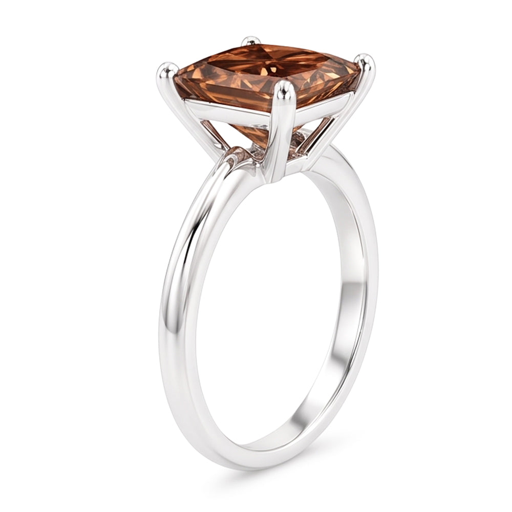 Enorme anello di fidanzamento con pietra preziosa diamante taglio brillante champagne 3 ct