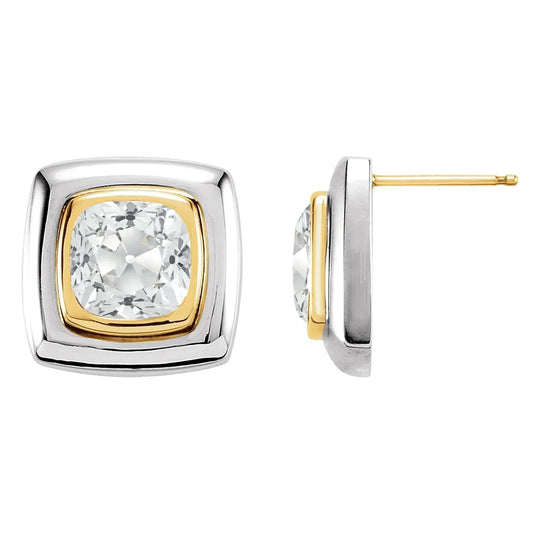 Cuscino Brillante anello in Oro 14 Carati Bicolore – vista frontale