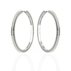F Vvs1 Orecchini A Cerchio Con Naturale Diamanti Taglio Rotondo 2.70 Carati Oro Bianco 14K