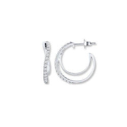 F Vvs1 Orecchino A Cerchio Da Donna Con Genuino Diamante Taglio Rotondo Da 2,40 Ct