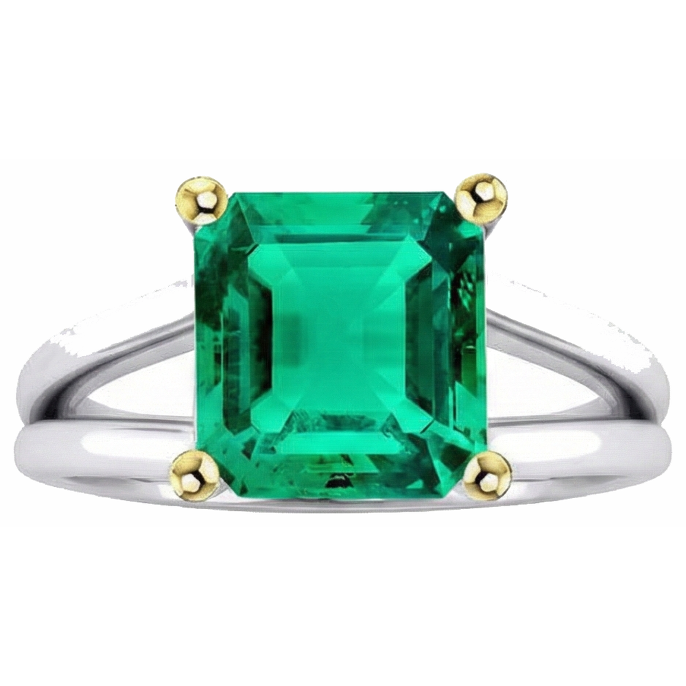 Smeraldo Anello con Pietra Preziosa 5,50 carati Oro Bicolore 14K – vista angolare
