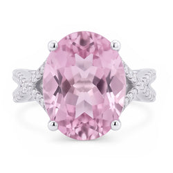 Fancy Pink Kunzite Diamond Ring Lady Gioielli in oro 14.50 carati