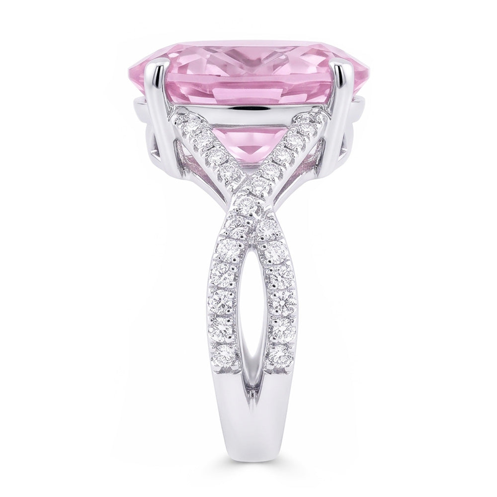 Fancy Pink Kunzite Diamond Ring Lady Gioielli in oro 14.50 carati