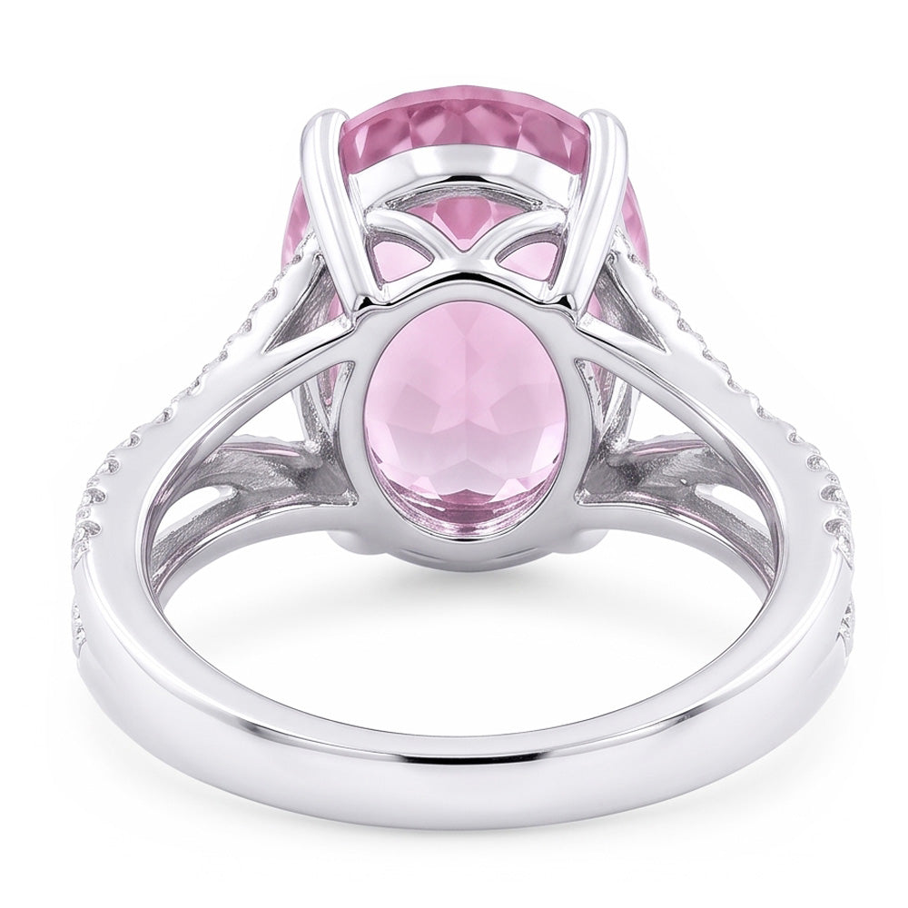 Fancy Pink Kunzite Diamond Ring Lady Gioielli in oro 14.50 carati