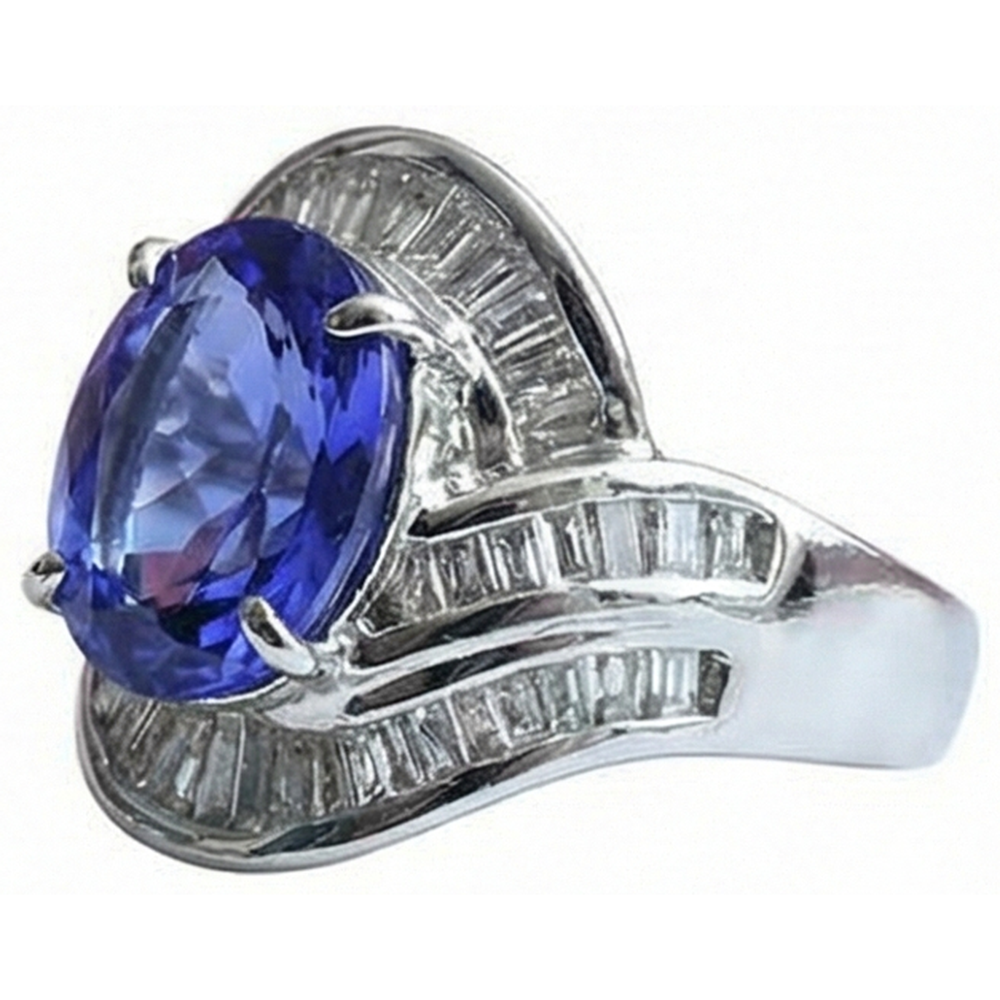 vero baguette tanzanite 5carati anello vista dall'alto