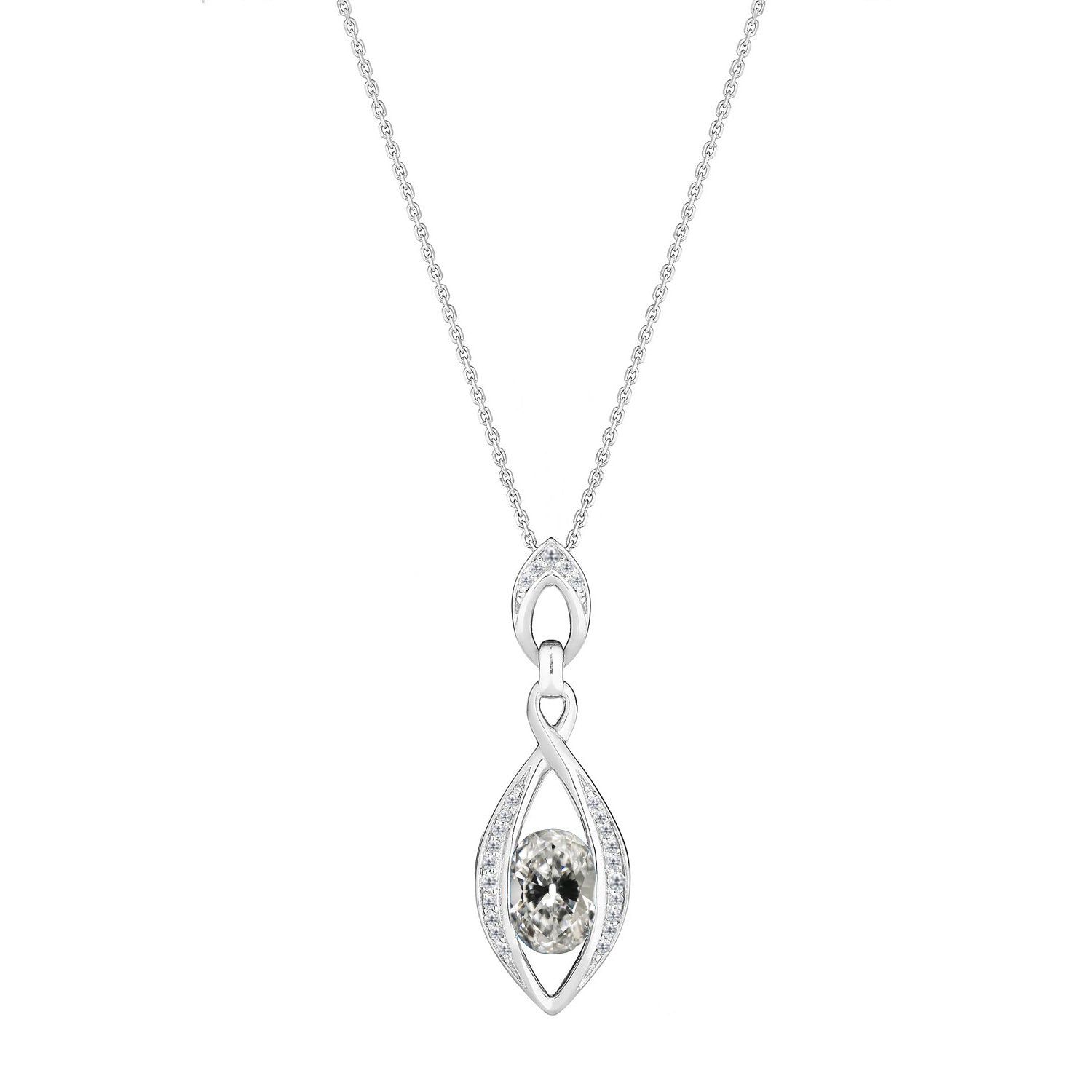 Diamante Fine Pendente a Goccia 1,50 carati Oro Bianco 14K – vista principale
