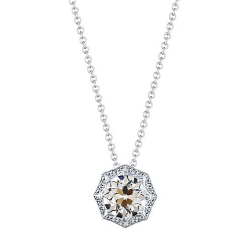 Cuscino Antico Diamante anello in Oro Bianco 14K – vista principale