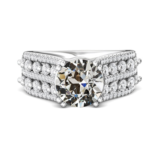 Fancy Naturale Diamante Anniversary Ring Vecchio Taglio Double Prong Set 8,50 Carati