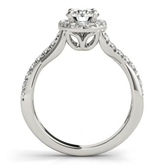 Fancy Vero Diamond Anello Di Fidanzamento Halo Twisted Shank 1.50 Carat WG 14K