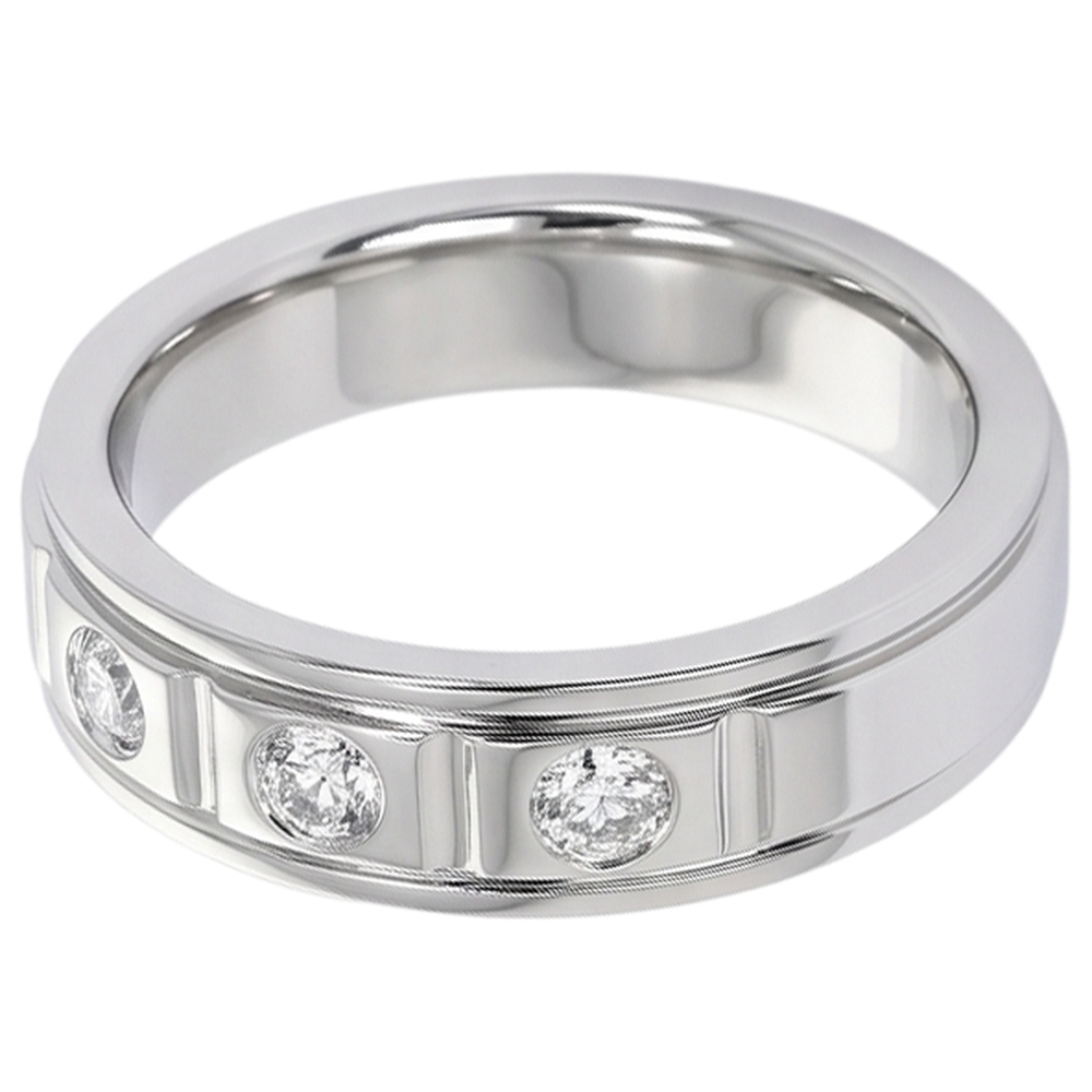 Fascia Anniversario 0.75 Carati Naturale Diamante Rotondo Oro Bianco 14K