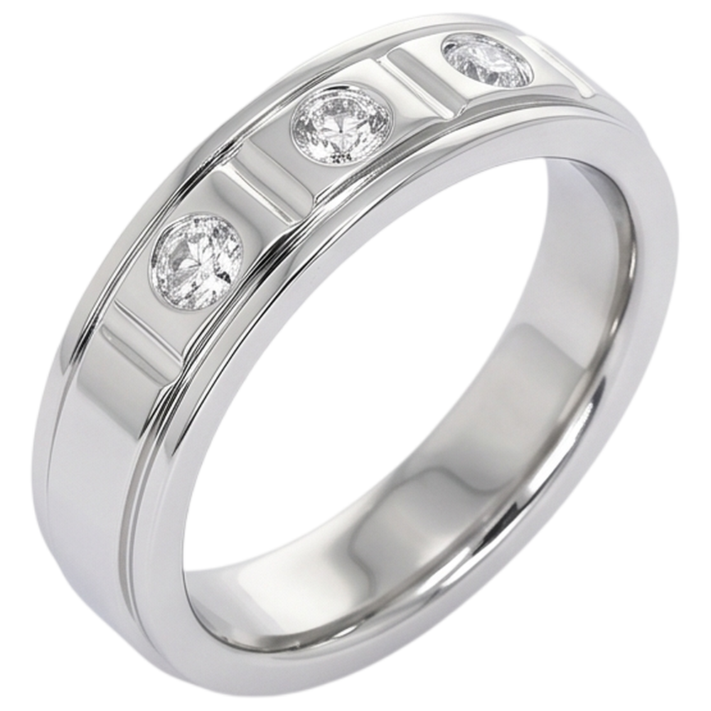 Fascia Anniversario 0.75 Carati Naturale Diamante Rotondo Oro Bianco 14K