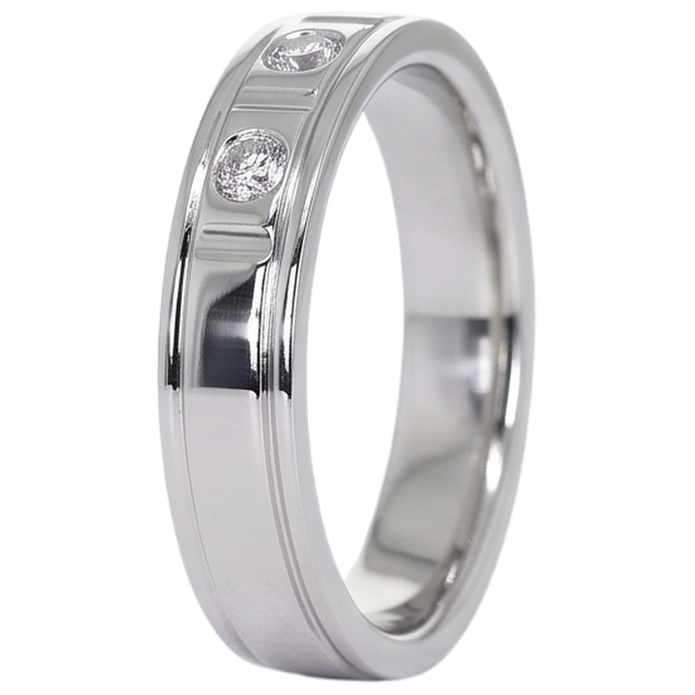 Fascia Anniversario 0.75 Carati Naturale Diamante Rotondo Oro Bianco 14K