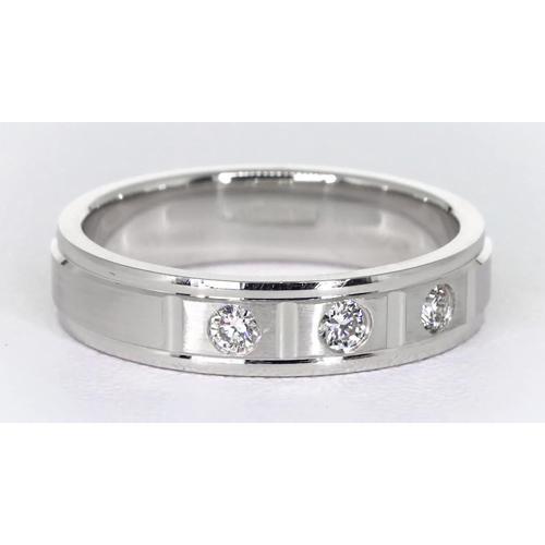 Fascia Anniversario Finitura Satinata Oro Bianco 14K Vero Diamante Rotondo 0.45 Carati