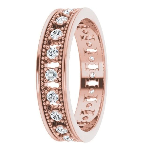 Fascia Con Genuino Diamanti Eternità Stile Antico In Oro Rosa 1 Carato 14K