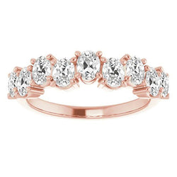 Fascia Mezza Eternità Donna Ovale Genuino Diamante Taglio Vecchio 6.75 Carati