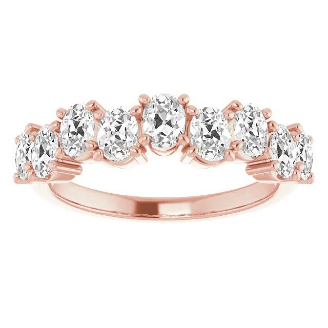 Fascia Mezza Eternità Donna Ovale Genuino Diamante Taglio Vecchio 6.75 Carati