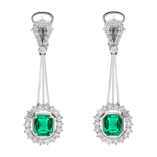 Smeraldo Gemstone Earring 1,50 carati Oro Due Toni 14K – vista principale