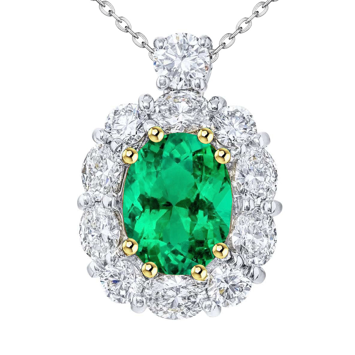 Smeraldo Pendente Pietra Preziosa 6-carati Oro Due Toni 14K – vista principale