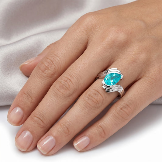 Fatto a mano Anello con Gemma – Tormalina Paraiba 2 carati |