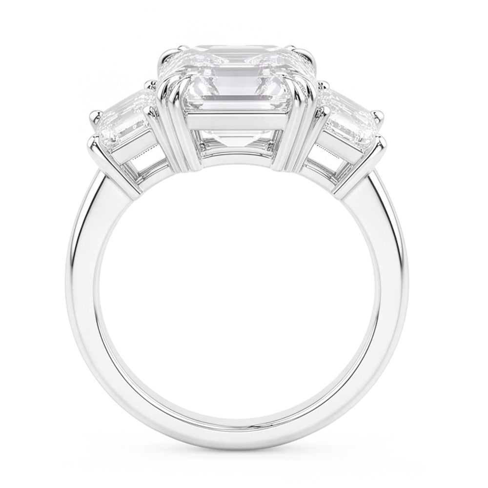 Fede Nuziale 3 Pietre Asscher E Naturale Diamanti Naturali Autentici ( non creati in laboratorio ) Trapezoidali 7.50 Carati Oro 14K